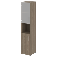 Шкаф высокий узкий левый (1 низкий фасад ЛДСП + 1 низкий фасад стекло) Yalta LT.SU-1.4 L/R вяз благородный